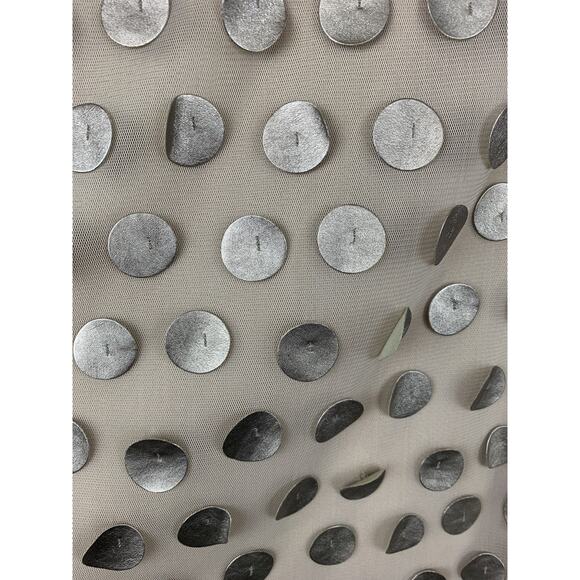 Eva Franco Dress Womens 8 Beige Gold Polka Dot Sleeveless Ruffle Sheath Made USA - Picture 7 of 7